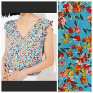 LOFT Floral Bar Back Flutter Shell - NWT size M